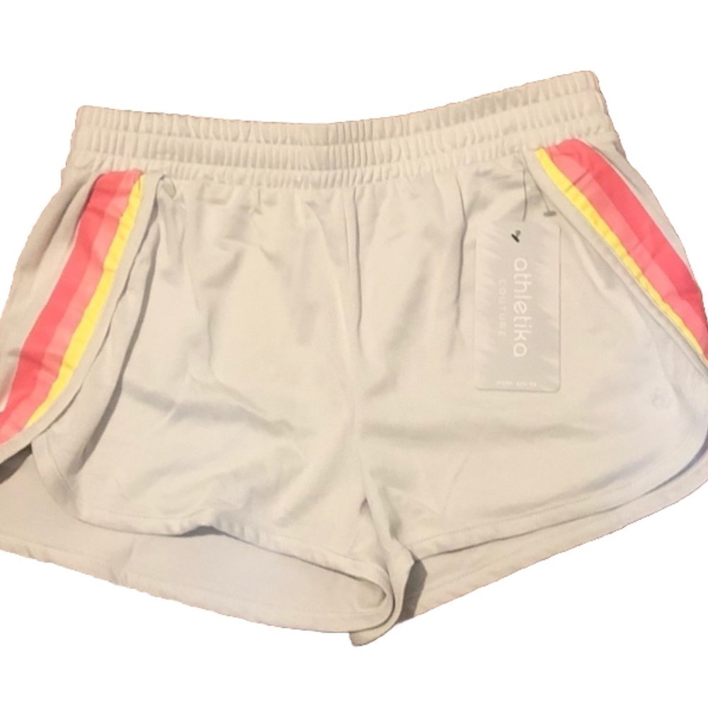 Athletika Vintage dolphin rainbow striped athletic shorts. NWT